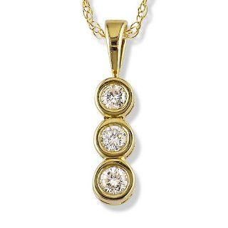 1/3 carat Diamond Past, Present & Future Pendant in 14k Yellow Gold with 16in. chain Pendant Necklaces Jewelry