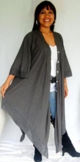 GREY TOP BLOUSE JACKET LACE ASYM   FITS   PLUS 4X 5X 6X   J980S LOTUSTRADERS World Apparel Clothing