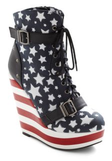 Stars and Straps Wedge  Mod Retro Vintage Boots