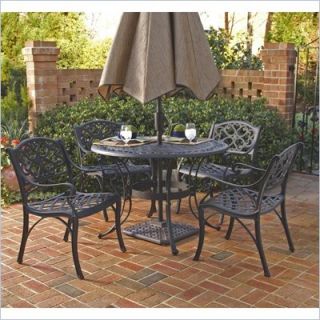 Home Styles Biscayne 5PC 48" Round Outdoor Dining Set in Black Finish   5554 328