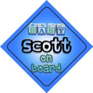 Baby Boy Scott on board novelty car sign gift / present for new child / newborn baby  Child Safety Car Seat Accessories  Baby
