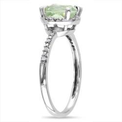 Miadora 10k White Gold Green Amethyst and Diamond Accent Ring (G H, I2) Miadora Gemstone Rings