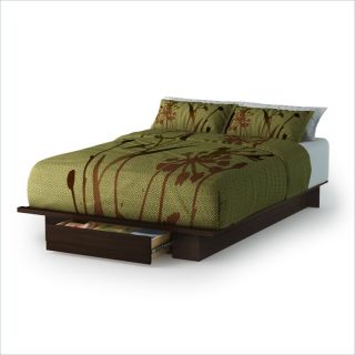 South Shore Trinity Full/Queen Platform Bed with Drawer in Mocha   3379215