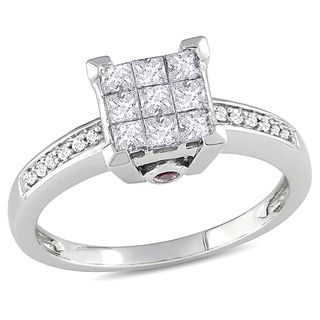 Miadora 14k Gold 1/2ct TDW Diamond and Pink Sapphire Ring (H I, I2 I3) Miadora Gemstone Rings