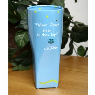 10 inch Hand written L.B. Johnson Quote Flower Vase Vases