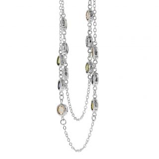 Journee Collection Silvertone Green, Purple and Orange CZ Circle Necklace Journee Collection Cubic Zirconia Necklaces