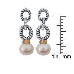 Meredith Leigh 14k Gold and Sterling Silver FW Pearl Earrings (10 mm) Meredith Leigh Pearl Earrings