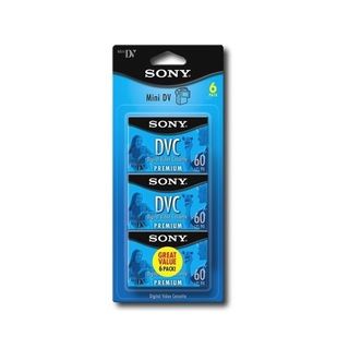 Sony 60 Minute Digital Video Cassette Premium MiniDV Tapes 6 Pack Sony Camcorder Media