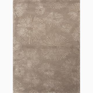Handmade Tone on Tone Pattern Taupe/ Ivory Wool/ Art Silk Rug (9 x 12) JRCPL 7x9   10x14 Rugs