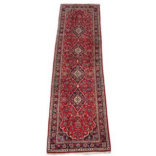 Persian Kashan Red/ Navy Wool Rug (2'6 x 9'6) Runner Rugs