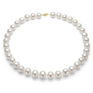 DaVonna 14k Gold White High Luster FW Pearl Necklace (7.5 8 mm/ 24 in) DaVonna Pearl Necklaces