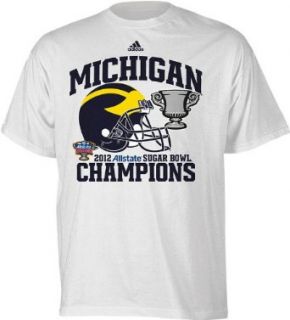 NCAA Men's Michigan Wolverines 2012 Sugar Bowl Champions Helmet Honor Tee (White, Small)  Sports Fan T Shirts  Clothing