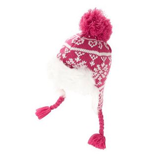 bluezoo Girls pink fairisle trapper hat