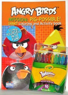 Angry Birds Mission Pig possible Coloring Book with Twistable Crayola Crayons Toys & Games