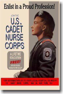 Enlist in a Proud Profession   US Cadet Nurse Corp   Vintage WWII Reprint Poster  Prints  