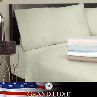 Grand Luxe Egyptian Cotton Sateen 300 Thread Count Solid Deep Pocket Sheet Set and PIllowcase Separates Veratex Sheets