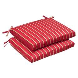 Pillow Perfect Outdoor Red/Gold Striped Seat Cushions with Sunbrella Fabric (Set of 2) Outdoor Cushions & Pillows