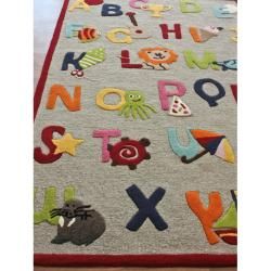 nuLOOM Hand carved Kids Alphabets and Letters Beige Wool Rug (5' x 7') Nuloom 5x8   6x9 Rugs
