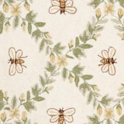 Hand hooked Bumblebee Ivory Wool Rug (2'6 x 4') Safavieh Accent Rugs