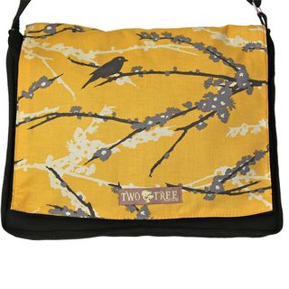 Handmade Medium Yellow Bird On A Branch Messenger Bag Crossbody Bags