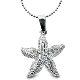 Silvertone Crystal Studded Starfish Necklace West Coast Jewelry Fashion Necklaces