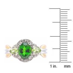 Michael Valitutti 14k Gold Imperial Diopside, Peridot and 1/6ct TDW Diamond Ring (I J, I1 I2) Michael Valitutti Gemstone Rings