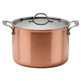 Strauss Le Cuivre Try ply Stainless Steel Copper Finish Stockpot with Glass Lid Pots/Pans
