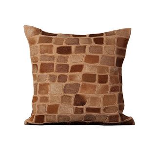 Natural Leather Hide Amber Decorative Pillow Nourison Throw Pillows