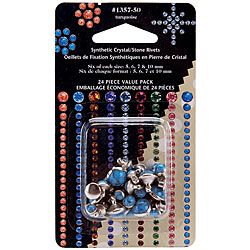 Turquoise Crystal Rivets (Pack of 24) Rhinestones