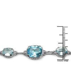 Malaika Sterling Silver Blue Topaz Rope Design Link Bracelet Malaika Gemstone Bracelets