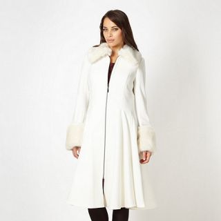 J by Jasper Conran Designer white faux fur collar and cuff coat