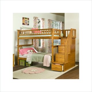 Atlantic Furniture Columbia Staircase Bunk Bed Twin Over Twin in Caramel Latte   AB55607