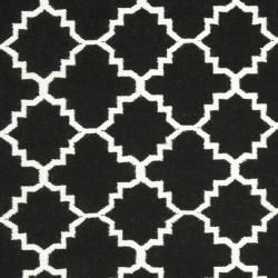 Moroccan Dhurrie Black/Ivory Wool Area Rug (9' x 12') Safavieh 7x9   10x14 Rugs