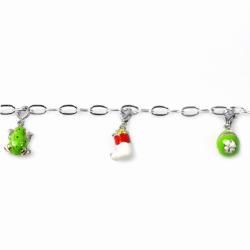 De Buman Sterling Silver Enamel Frog and Gourd Charm Bracelet De Buman Charm Bracelets