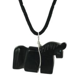 Tressa Base Metal Black Jet Horse Necklace Tressa Gemstone Necklaces