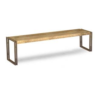 Handcrafted Reclaimed Wood and Metal Bench (India) Benches