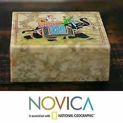 Handcrafted Soapstone 'Royal Elephant Ride' Box (India) Novica Accent Pieces