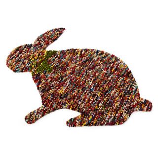 Hand woven Indo Confetti Bunny shaped Scatter Wool Area Rug (4' x 6') 3x5   4x6 Rugs