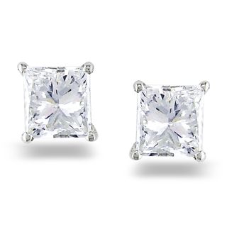 Miadora 14k White Gold 3/4ct TDW Princess Diamond Stud Earrings (G H, SI1 SI2) Miadora Diamond Earrings