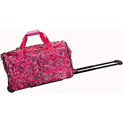 Rockland Deluxe Pink Bandana 22 inch Carry On Rolling Upright Duffel Bag Rockland Rolling Duffels