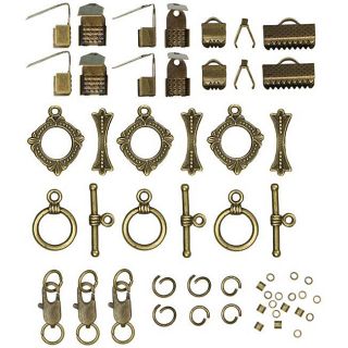 Modern Romance 115 piece Antique Gold Finding Starter Pack Jewelry Findings