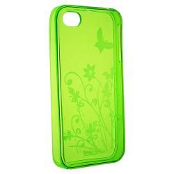 Clear Green Flower With Butterfly TPU Skin Case for Apple iPhone 4/4S BasAcc Cases & Holders