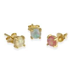 Glitzy Rocks 18k Gold over Sterling Silver Multi colored Opal Stud Earring Set Glitzy Rocks Jewelry Sets