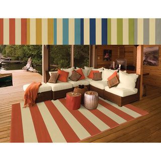 Indoor/ Outdoor Stripe Polypropylene Rug (6'7 x 9'6) Style Haven 5x8   6x9 Rugs