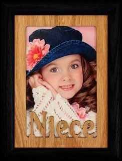 5x7 NIECE ~ Portrait BLACK Picture Frame ~ Holds a 4x6 or Cropped 5x7 Photo ~ Wonderful Keepsake Gift for a Proud Uncle or Aunt   Single Frames