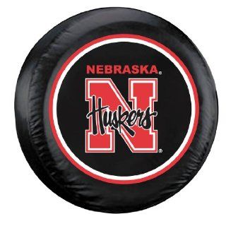Nebraska Huskers Black Tire Cover   Standard Size  Sports Fan Tire And Wheel Covers  Sports & Outdoors