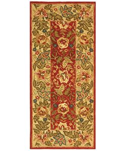 Handmade Boitanical Red/ Ivory Wool Runner (2'6 x 6') Safavieh Runner Rugs