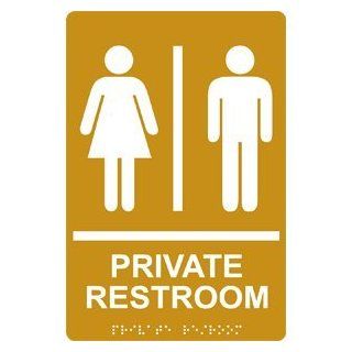ADA Private Restroom With Symbols Braille Sign RRE 14816 WHTonGLD  Business And Store Signs 