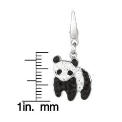 Sterling Silver Black and Clear Crystal Panda Charm Silver Charms