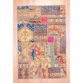Pak Persian Hand Knotted Patchwork Multicolored Indoor Wool Rug (3'10 x 5'10) 3x5   4x6 Rugs